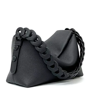 classic black leather crossbody bag for women