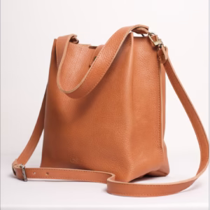 black leather crossbody bucket bag