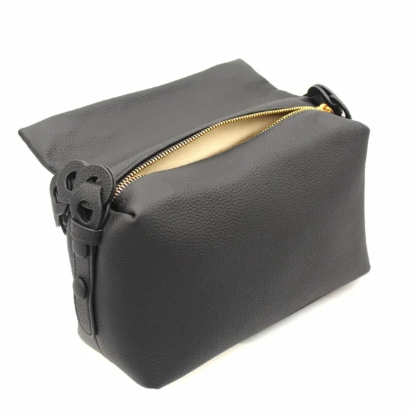 classic black leather crossbody bag for women