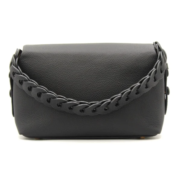 classic black leather crossbody bag for women