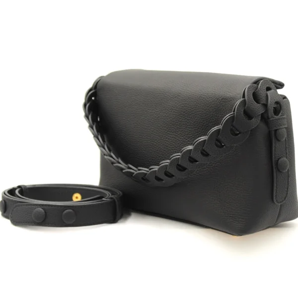 classic black leather crossbody bag for women