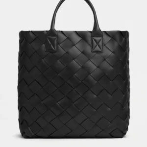 large black leather tote bag for women